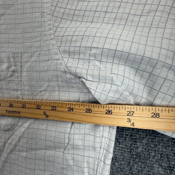 Faconnable All Cotton USA XL Check Gray Pocket Long Sleeve Shirt Men Button Up - Picture 7 of 14